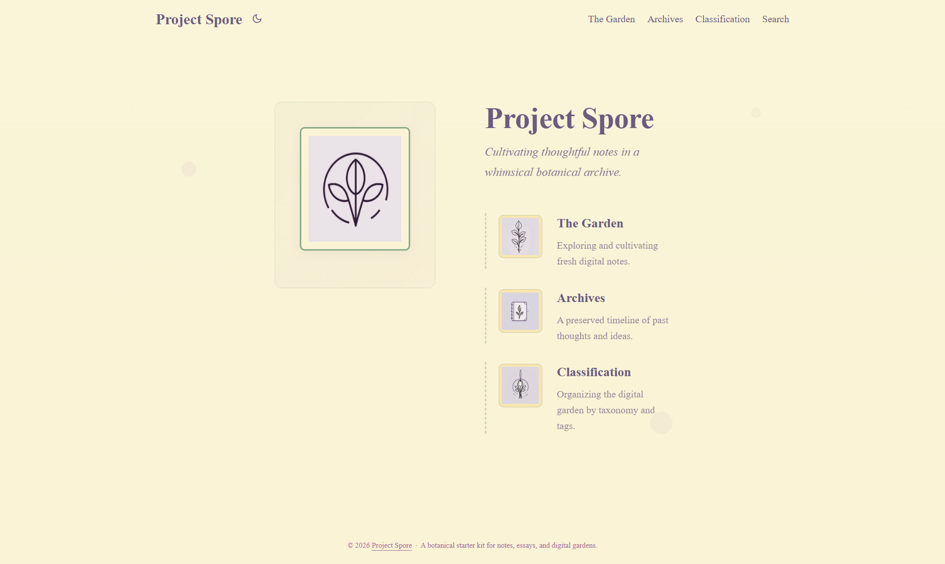 Project Spore Homepage Preview